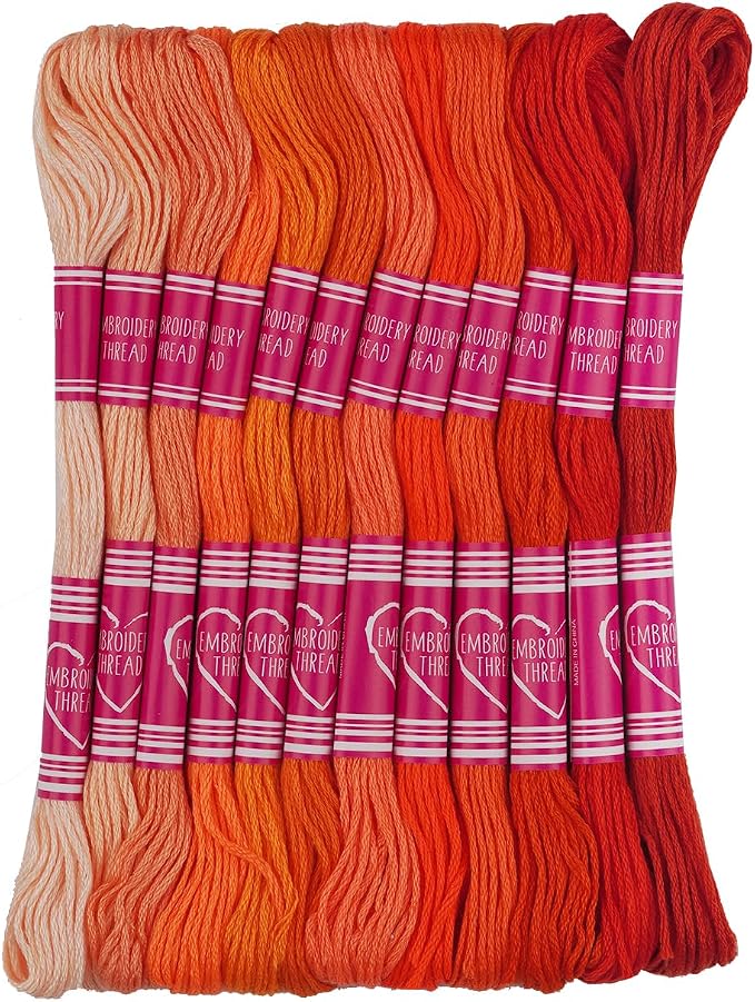 Newkita Friendship Bracelet String 12 Skeins, Embroidery Floss Cross Stitch, Cotton, Orange Series