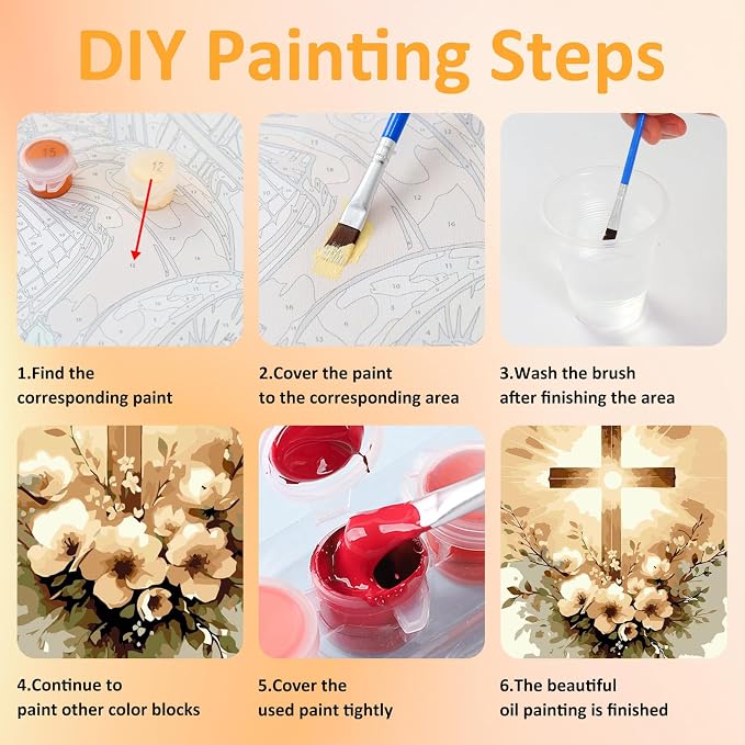 Mandun Religious Paint by Numbers Kit for Adults, 3 Pack, 7.8x11.8 inch | DIY Painting Kits Crafts for Adults, Relieve Stress, Frame Canvas, Wooden Easel, Gift Box, Home Wall Decor