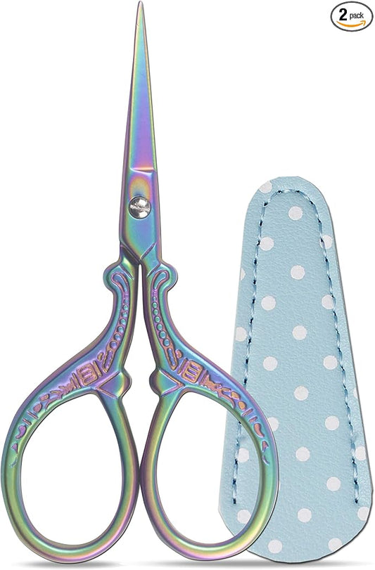 Sharp 3.6 inch Embroidery Scissors for Sewing, Crafting, Leather Sheath | Threading Needlework Scissors with Leather Scissor Cover for Sewing Handicrafts Tool Craft Art Work and Everyday Use