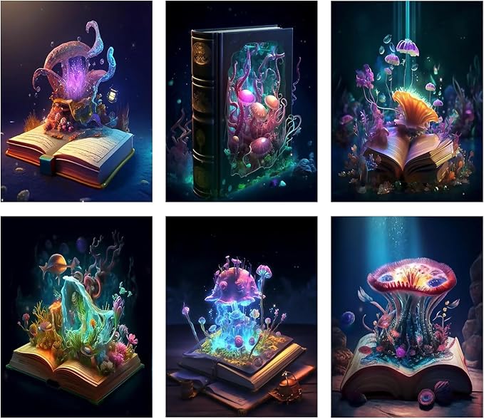 Leatrice 6PCS Jellyfish Diamond Art Kits for Adults Round Diamond Painting