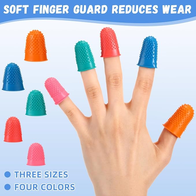 Zonon 20 Pcs Rubber Thimble Finger Protector,Classic Colors | Hand Sewing Embroidery Finger Grips Tips Guard 5 Sizes, Hot Glue Sorting Paperwork Carving Quilting Knitting Craft Supplies