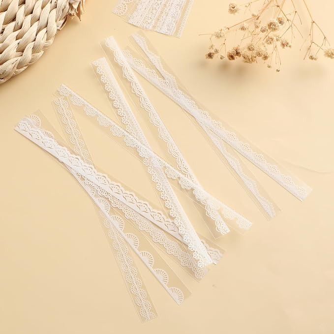 120 Pcs Coquette Lace Stickers - Vintage Aesthetic Scrapbook Stickers for Wedding Planners, Journals & Crafts