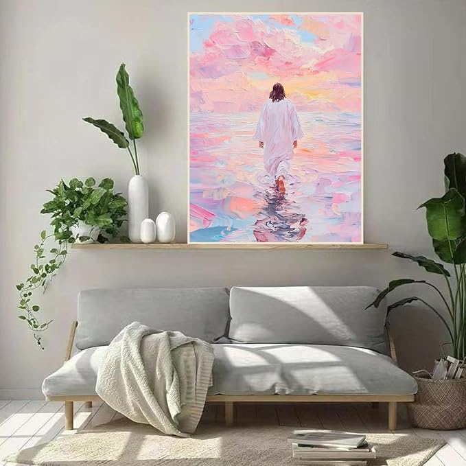 Pink Jesus Diamond Art Kits for Adults Square Diamond Painting Kit