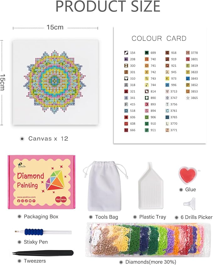 PeakLuv Small Diamond Art Kits Mandala Mini Diamond Painting Kits