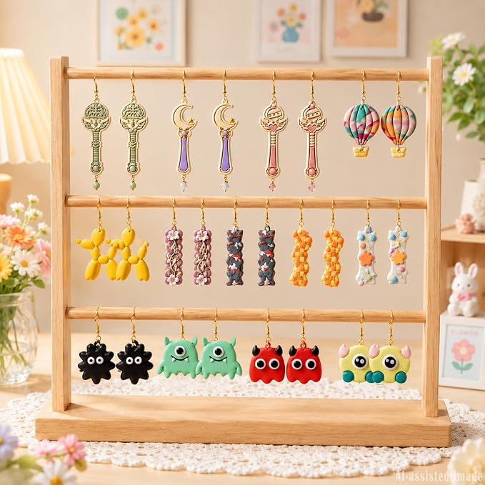 14Pcs Polymer Clay Cutters, Clay Earring Cutters Plastic Clay Jewelry Cutters for Earrings, Hair Clips & Mini Christmas Decorations-Balloon Dog, Hot Air Balloon, Crescent Moon, Monster, Magic Wand