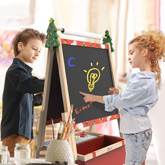 Joyooss Art Easel for Kids Easel for Toddler with Paper roll Red
