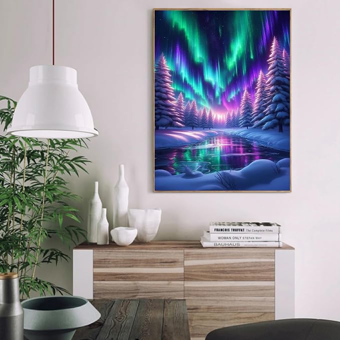 TCDZMYGS Aurora Paint by Numbers Kit for Adults Beginner,Landscape Adult Paint by Number Kits on Canvas Without Frame,DIY Acrylic Oil Painting by Numbers Kits for Home Wall Decor 12x16 inch