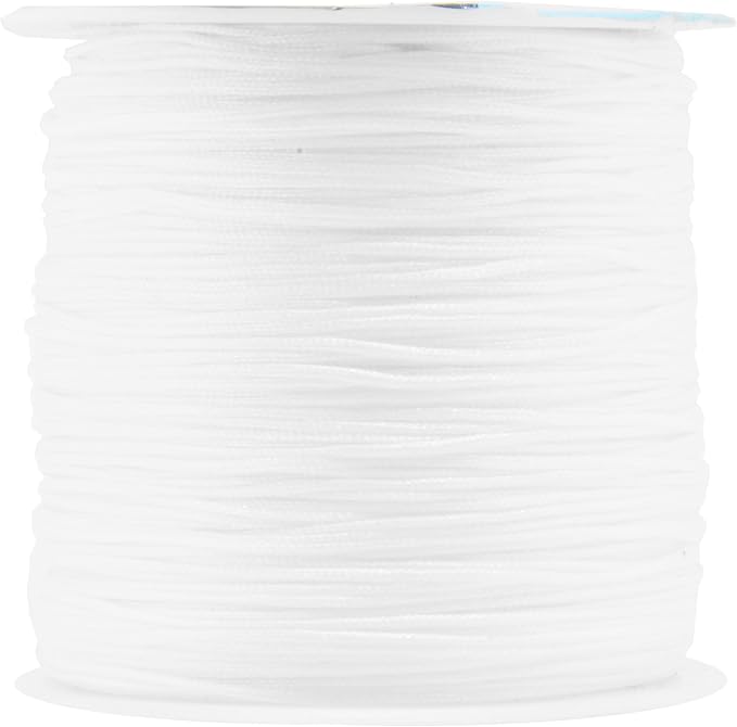 Mandala Crafts 0.8mm White Rattail Nylon Satin Cord for Jewelry Making