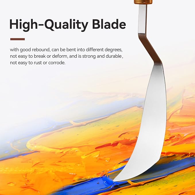 2 Pieces Palette Knife Set Stainless Steel Spatula palette knife for oil painting acrylic painting, LIGHTWISH Painting Knife with Wood Handle for Artist Painting supplies