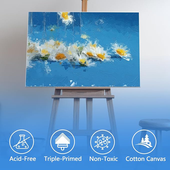 FUMILE Canvas for Painting 30x40, 4 Pack Large Stretched Canvas for Painting-5/8 in Profile Primed White Blank Painting Canvas Value Pack for Oil & Acrylic Paint