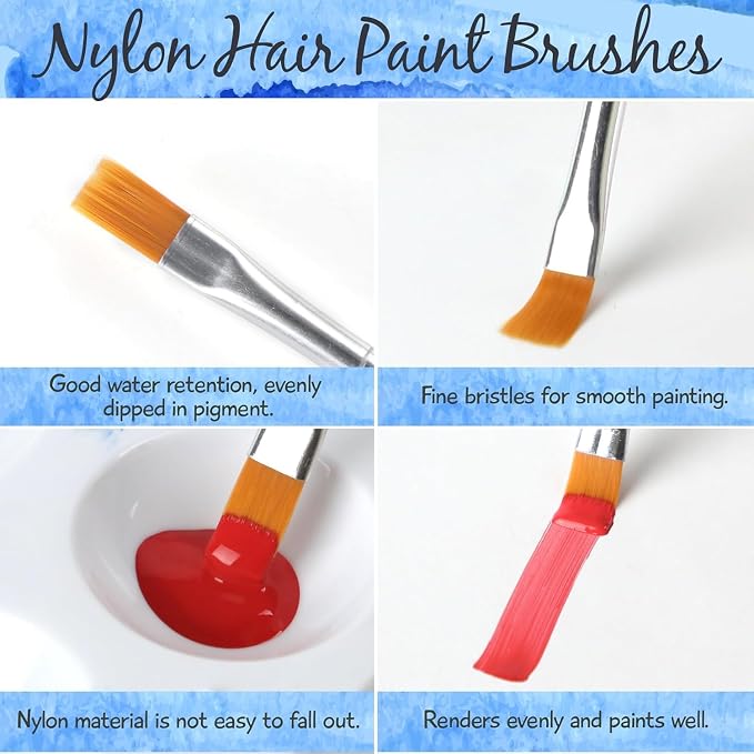 Halobios Paint Brushes Set for Acrylic Painting, 30 Pcs Art Paint Brush Flat Acrylic Painting Brush, Nylon Paint Brushes for Kids Adults Oil Watercolor Rock Painting Body Face Nail Art