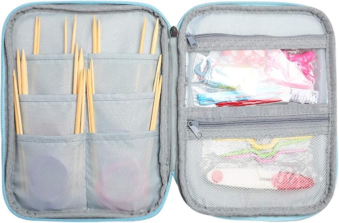 Lightweight Circular Knitting Needles Set, 31'' Bamboo Storage Organizer for Beginners, Round Knitting Needles with Sewing Tools Full DIY Craft Kits