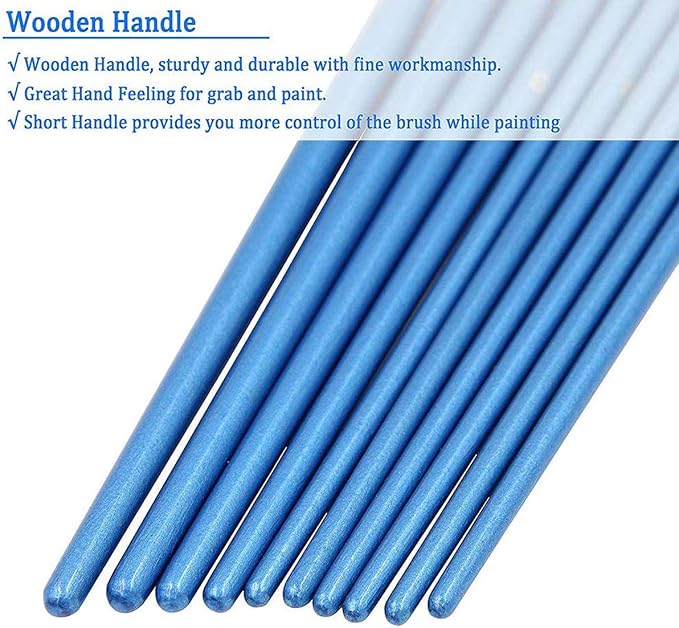 BOSOBO Pointed-Round Paint Brush, 4 Sets of 10 Pieces Fine Tip Nylon Hair Miniature Paint Brushes for Acrylic Oil Watercolor Gouache, Artist Face Nail Body, Paint by Numbers, Model Craft & Rock Art