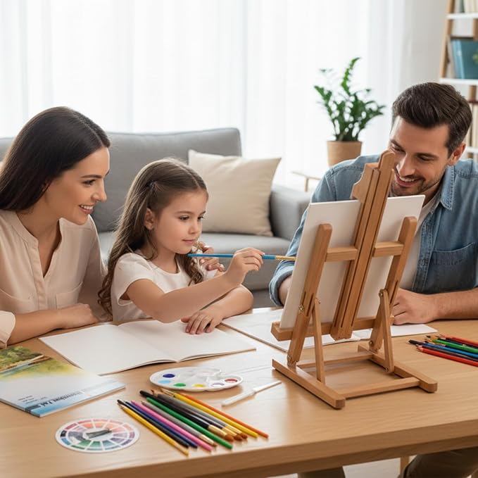Falling in Art 52 Pcs Acrylic Paint Set with Table Easel, Red | Art Painting Kit with Paints, Canvas Panels, Paintbrushes, Canvas Supplies Kit for Kids, Adults, Beginners, and Artists