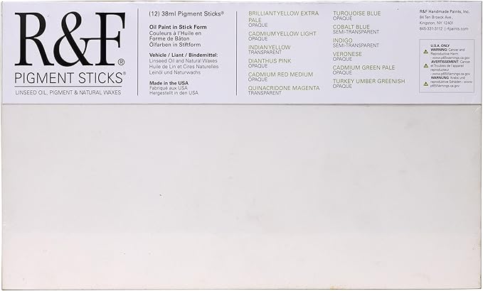 R&F Handmade Paints - Professional Oil Pigment Stick, Painters Dozen, Set of 12 Colors