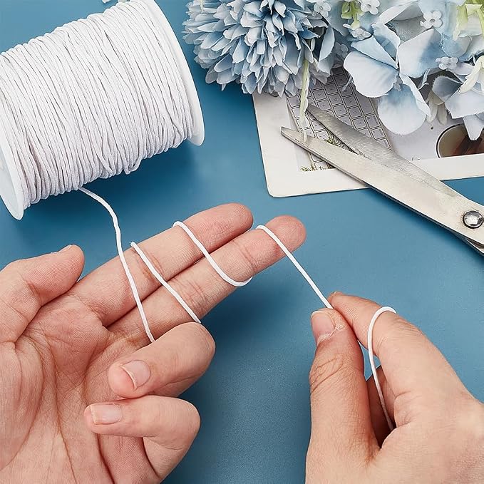 PH PandaHall 100 Yards 1mm Waxed Cotton Cord, White Waxed String Wax Thread Beading Cord Bracelet Rope Jewelry Cords for Necklace Making Crafting Beading Wrapping Braiding Macrame