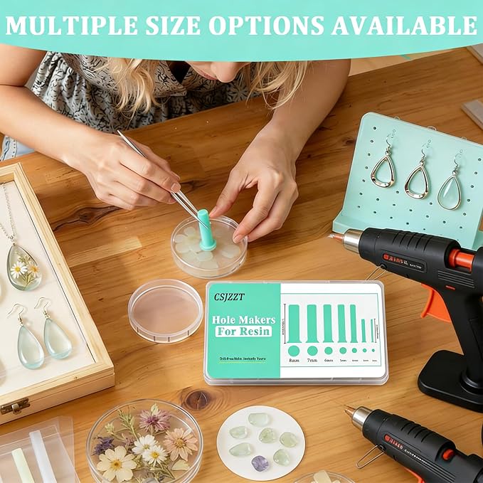 35Pcs Hole Maker for Resin 7 Sizes Drill-Free Silicone Inserts for Epoxy