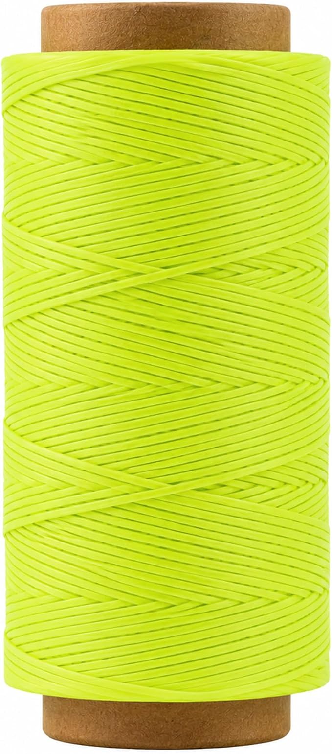 Mandala Crafts 210D 1mm Lime Green Flat Waxed Thread for Leather Sewing