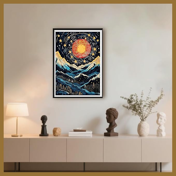 DOTSOPS Mountain Diamond Art Painting Kits DIY Paint by Diamonds for Adults | Crafts DIY 5D Diamond Art Packs Kits for Adults,Round Full Drill for Beginner,Home Wall Decoration Gift 11.8 x 15.7 Inches