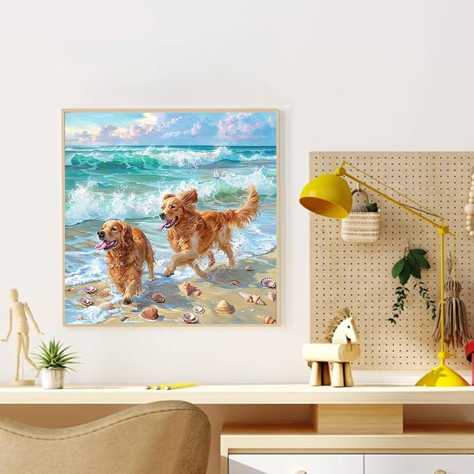 YarnWhimsy Dog Paint by Numbers for Adults, Paint by Number 16x16 inch | Dogs Paint by Numbers Kit for Adults, Fun Animal Acrylic Painting by Numbers for Gift Home Wall Decor (without Frame)