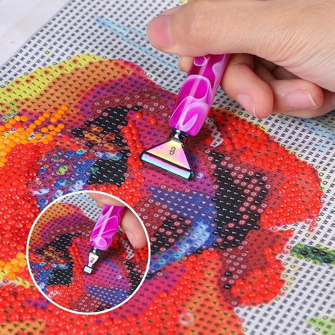 Snewvie Diamond Painting Pen Accessories Tools Set,1PCS Diamond Art Pen and 12Pcs Colorful Metal Screw Thread Multi Placer Tips,Diamond Painting Drill Pens for DIY Diamond Art