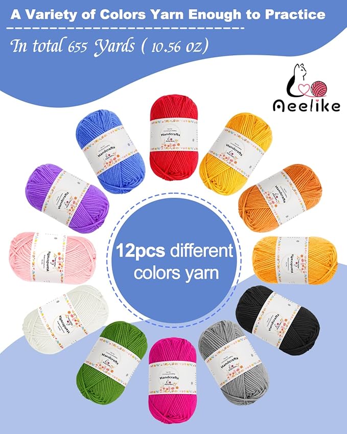 Aeelike Crochet Kits for Beginners Adults Kid, Complete Crochet Set, Pink | Crochet Kit for Beginners Young and Old, All-inclusive Kit with Crochet Hooks 655 Yards Yarn Instruction Knit Bag, Ideal Gift