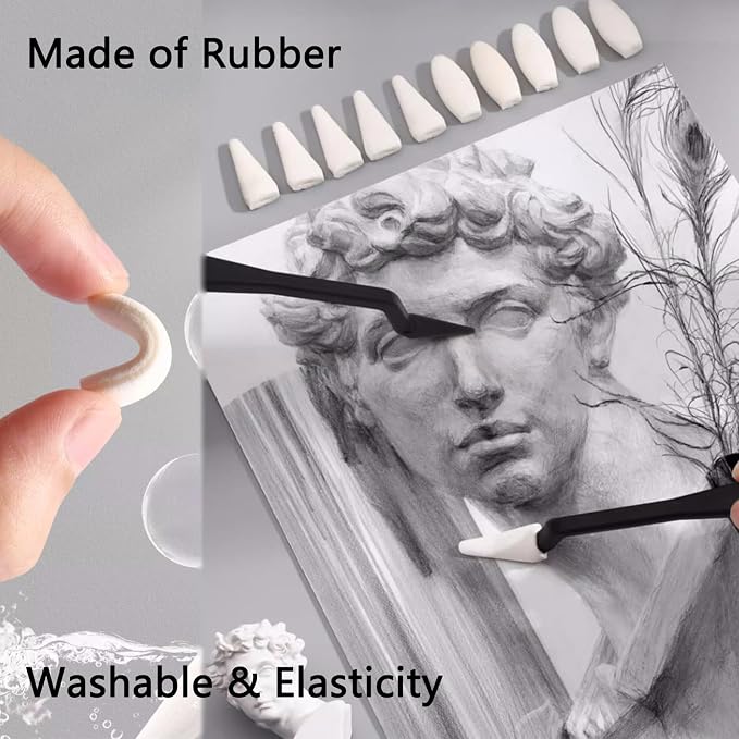 43 PCS Blending Stumps and Tortillions Paper Art Blenders Sketch Drawing | Sketch Wipe Scrapers,Rub Sponge,Kneaded Eraser,Sandpaper Sharpeners,Pencil Extension,Replacement Heads ,Washable Reusable