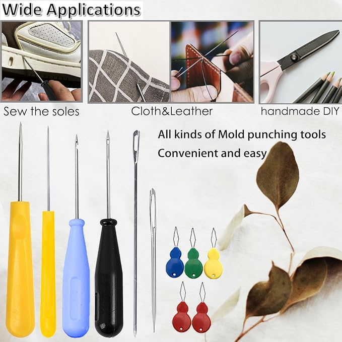 11 Pcs Candle Needle Kit,Wick Inserting Tool Molds Punch Needle with Hook Eye,Large-Eye Candle Wicking Needle(2 Style)
