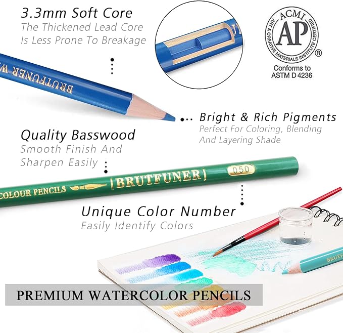 LBW Professional Watercolor Pencils for Adult Coloring Books, 120 Blendable Watecolor Pencils Set for Artists Beginners, Water Soluble Colored Pencils Wet or Dry