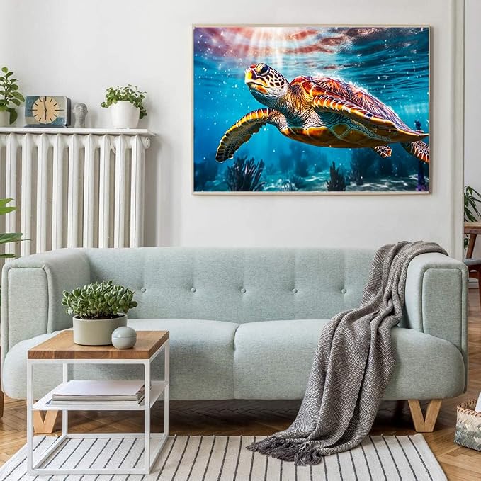 Artunion Sea Turtle Paint by Numbers Kit for Adults,Hawksbill Animal Paint by Number Kits, DIY Oil Painting Paint by Number Kits on Canvas Arts Craft for Home Wall Decor 16x20 Inch