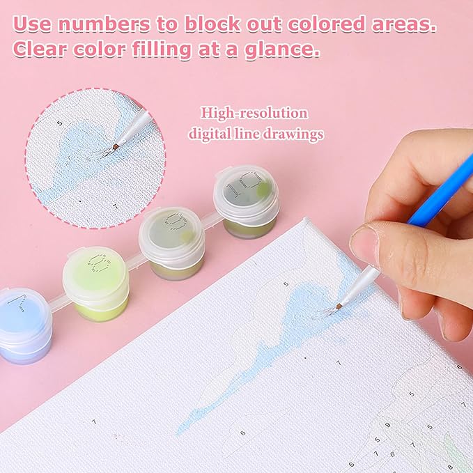 Paint by Numbers Kit for Adults Beginner, Wing Paint by Numbers 10x10 Inch | Framed Paint by Numbers Kit for Adults Beginner with Easel, Acrylic Painting by Numbers, DIY Crafts for Gifts or Home Decor