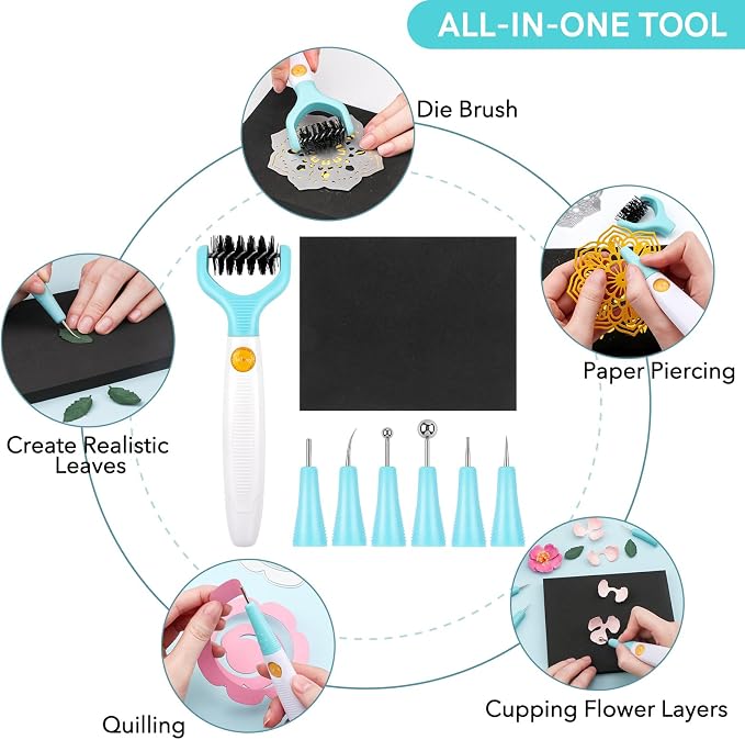 CYFUN DESIGN 2PCS Blue Die Brush Replacement for Paper Sculpting Tool Kit & Die Brush Scrapbooking Tool Arts Crafts Supplies