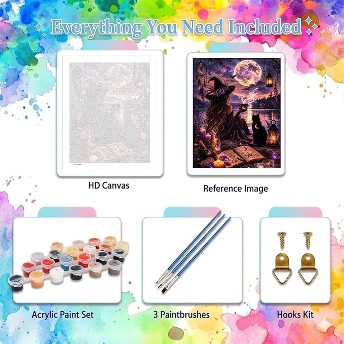 YarnWhimsy Halloween Paint by Numbers Kit for Adults 16x20 inch