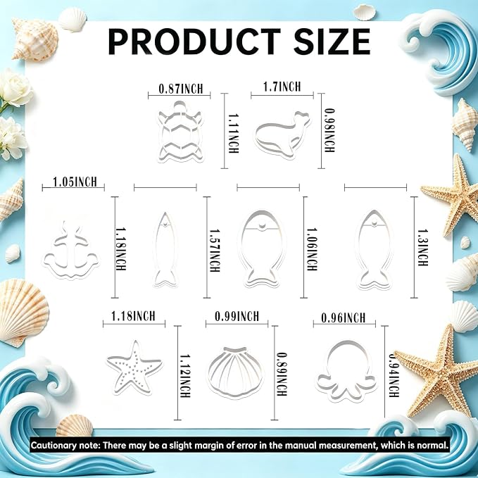 9PCS Ocean Theme Polymer Clay Cutters for Earrings