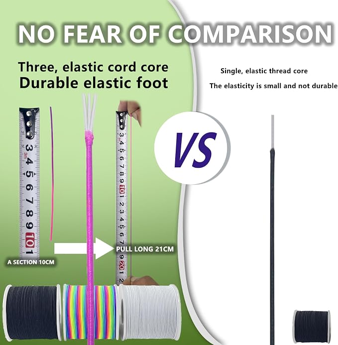 1.0mm Elastic Bracelet String Cord, Crystal Stretch Bead Cord for Bracelets Jewelry Making, Clear Stretchy Elastic String for Beading, Transparent Thread (1.0MM(Rainbow)/165ft)