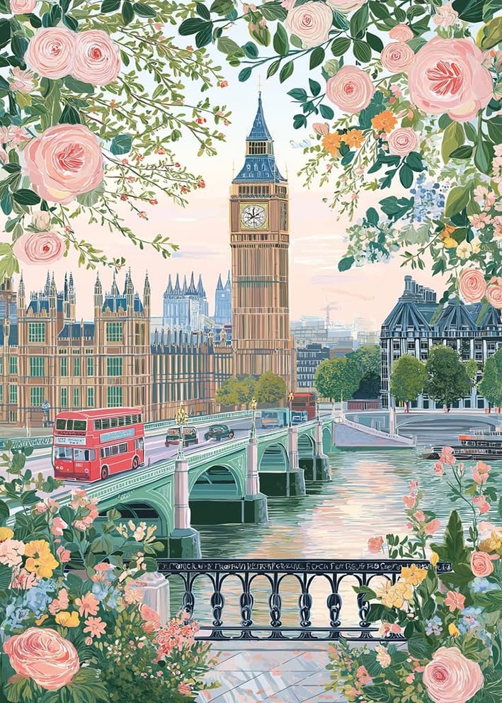 Big Ben in London Diamond Art Kits for Adults, Diamond Painting Kit Adults for Beginners, Round 5D DIY Dimond art,Full Drill Painting Kit Art and Crafts for Adults Home Wall Decor【11.8x15.7inch】