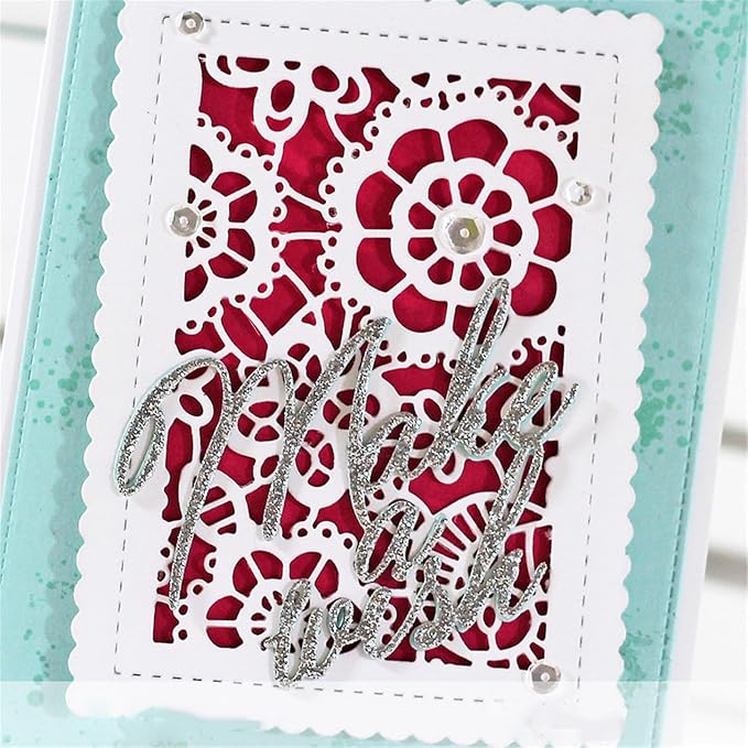 Cutting Dies 3D Background Frame Metal Stencils Scrapbooking Tools DIY Craft Carbon Steel Embossing Template for Paper Card Making Album Arts Supplies (Frame C-Flowwr 8.4x11.1cm), XMEI000580