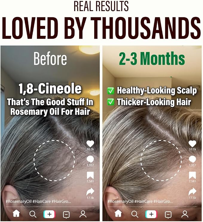 100% Pure Rosemary Essential Oil for Hair, Undiluted - 4 Fl Oz | Scalp and Skin Care, Organic, Steam Distilled Spanish, GC/MS Tested, Glass Bottle, for Diffuser, Aromatherapy, 3-6 Mo Supply