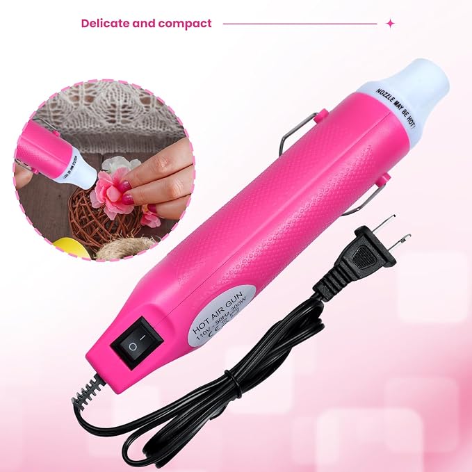 Heat Gun For Crafting, Mini Hot Air Gun For DIY Crafts,Heating Gun,Portable Heat-Gun Tool For Embossing Shrink Wrapping Drying Paint (Pink)