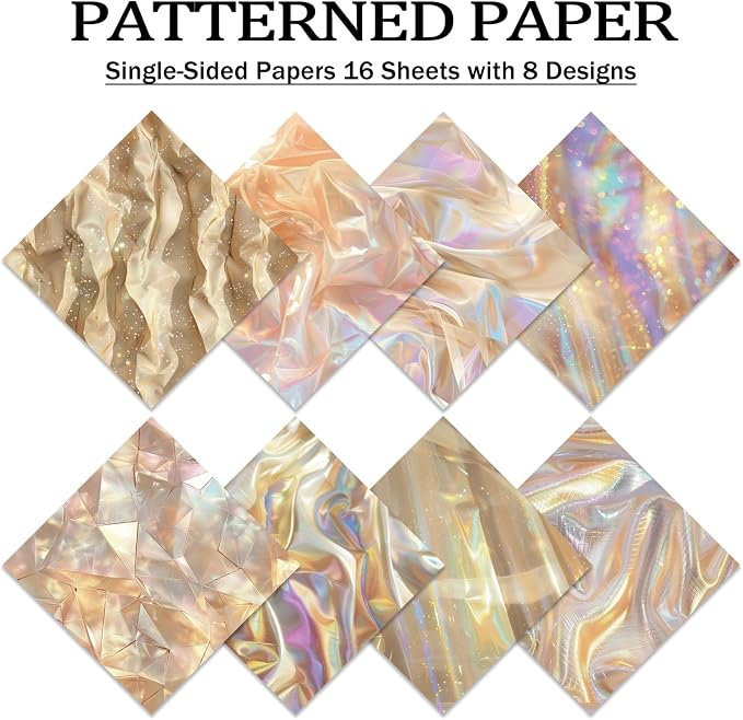 PRSTINCOL Scrapbook Paper,16 Sheets 5.8x5.8 Inch Dazzling Lights Style Scrapbook Supplies,Single-Sided Vibrant Origami Decoupage Paper for Diy Crafts, Card Making, Art Journaling
