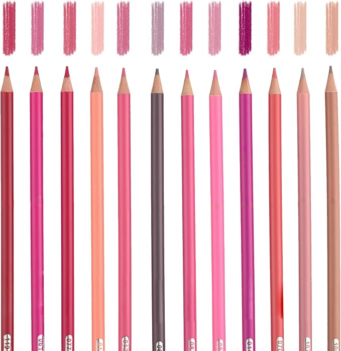 12 Pink Colored Pencils,Oil Based Colored Drawing Pencil Set for Adults Coloring Books Drawing Sketching Art Supplies