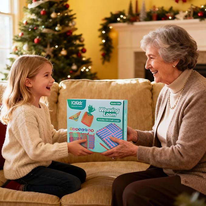 IQKidz Weaving Loom Kit for Girls Ages 8-12, DIY Arts and Crafts for Kids and Adults, Great Toy Gifts for Beginners 6-8 9 10 11 12, Potholder Knitting Loom with 224 Refill Loops