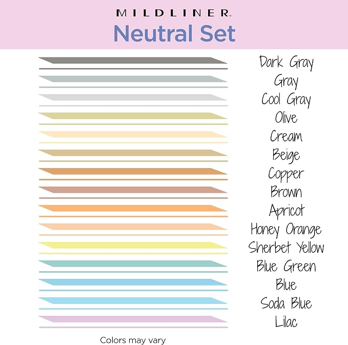 Zebra Pen MILDLINER Highlighter, Neutral Vintage Colors, Dual Tip, 15-Pack | No Bleed, Broad and Fine Point Tip, Ideal for Bible Highlighting, Journaling, School, Teacher and Office Supplies (78315)