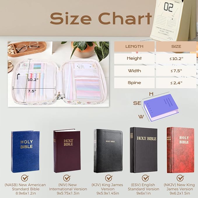 XKDOUS Bible Cover Case for Women Bible Bag Journaling Kit w/Study Supplies
