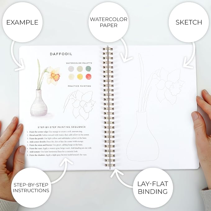 Beautiful Watercolor Workbook for Beginners - Relaxing & Easy to Paint | Easy Water Coloring Book with Floral Designs on Quality Paper - Perfect for Gifting to Spark Creativity and Joy for Adults