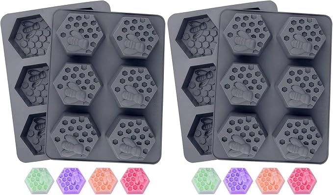 4Pcs 3D Bee Silicone Soap Molds for Homemade Soaps | Chocolate Jelly Cake Making