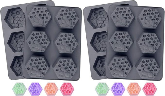 4Pcs 3D Bee Silicone Soap Molds for Homemade Soaps | Chocolate Jelly Cake Making