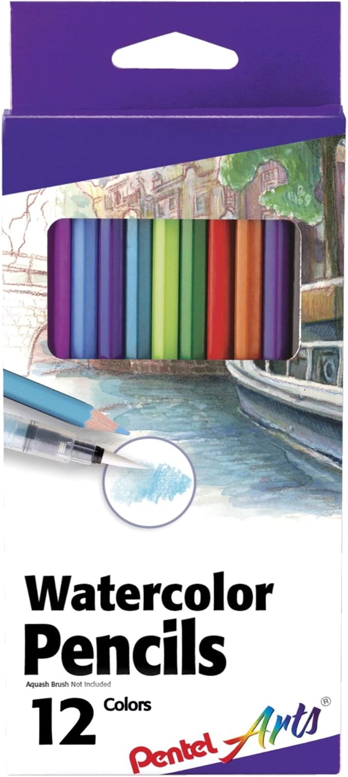 Pentel Arts Watercolor Pencil Set, 12 Color Set (CB9-12)