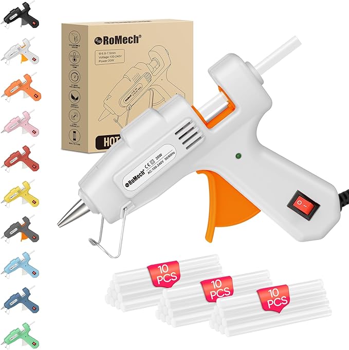 ROMECH 20W Mini Hot Glue Gun Kit, 30 Glue Sticks Set for DIY Crafts, Repair