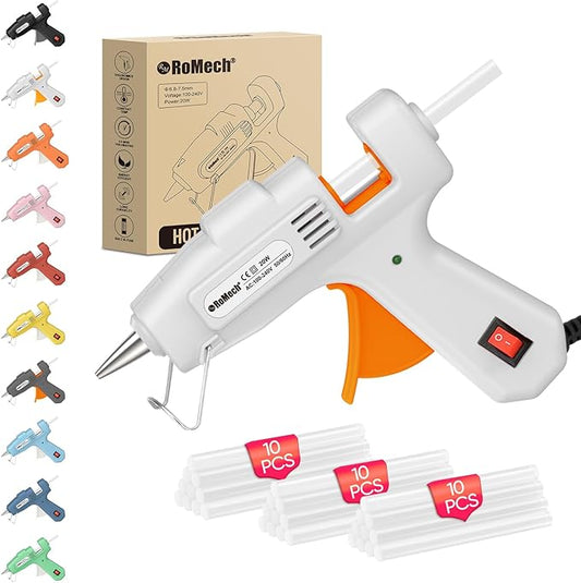 ROMECH 20W Mini Hot Glue Gun Kit, 30 Glue Sticks Set for DIY Crafts, Repair